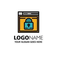 Login Secure Web Layout Password Lock Business Logo Template Flat Color vector