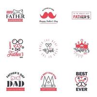 Happy fathers day 9 Black and Pink vintage retro type font Illustrator eps10 Editable Vector Design Elements