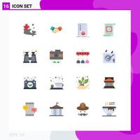 Group of 16 Modern Flat Colors Set for world objectives partnership goal listing Editable Pack of Creative Vector Design Elements