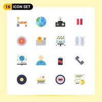 16 Universal Flat Colors Set for Web and Mobile Applications navigation vedio baby pause control Editable Pack of Creative Vector Design Elements