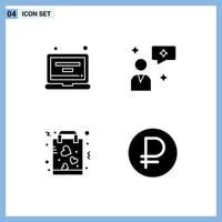 4 Solid Glyph concept for Websites Mobile and Apps account love profile interface shopping Editable Vector Design Elements