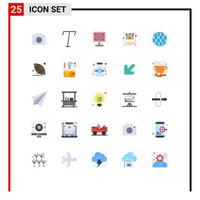 Universal Icon Symbols Group of 25 Modern Flat Colors of web globe design movie hands Editable Vector Design Elements