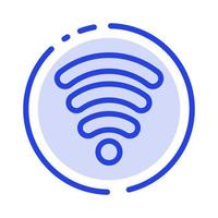 señal de servicios wifi icono de línea de línea punteada azul vector