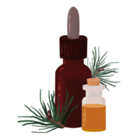 bottle with essential oil of pine, spruce, fir png
