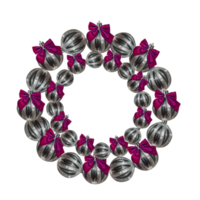 silver round frame made of Christmas Balls png