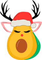 Avocado with Christmas accessories. Deer horns. PNG