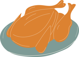 Illustration of baked turkey for thanksgiving day.  in PNG cartoon style. All elements are isolated