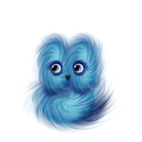 Fluffy monster owl character design png