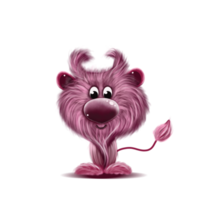 Fluffy monster with funny face and snowfall on a background png