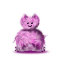 Fluffy pink monster and snowfall character design png