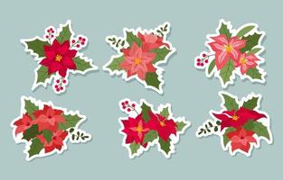 Poinsettias Sticker Collection vector