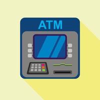 ATM machine icon, flat style vector