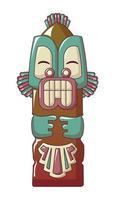 Tiki idol icon, cartoon style vector