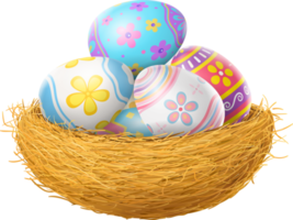 Happy Easter day eggs in nest png