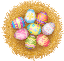 Happy Easter day eggs in nest top view png