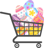 feliz día de pascua colorido huevo en carrito de compras png