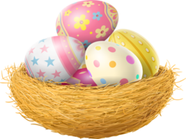 Happy Easter day eggs in nest png