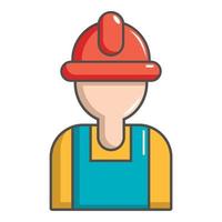 Construction worker icon, cartoon style vector