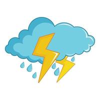 Blue cloud with lightnings and rain icon vector