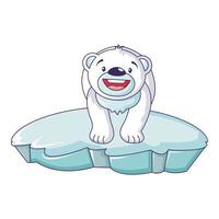 Polar bear on iceberg icon, cartoon style vector