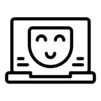 Laptop mask election icon outline vector. Vote ballot vector