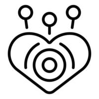 vector de contorno de icono de meditación de corazón. estrés mental