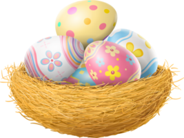 Happy Easter day eggs in nest png