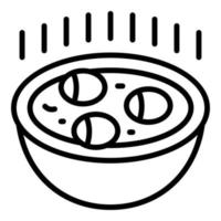 vector de contorno de icono de sopa caliente. plato de comida