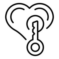 Key heart emotion icon outline vector. Brain mental vector