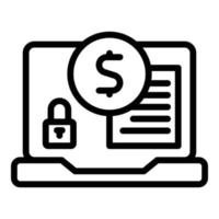 Laptop money transfer icon outline vector. Mobile bank vector