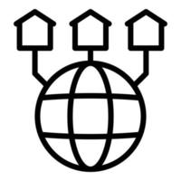 vector de contorno de icono de red global. computadora virtual