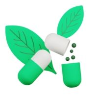 3d leaf extract herbal medicine capsule icon png