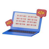 3d laptop with language programming code icon illustration png