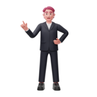 3d business character hand pointing png