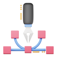 Ilustración de diseño gráfico de herramienta de pluma de vector 3d png