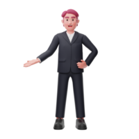 3d business character pose lower hand png