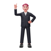 3d business character hand pointing pose png