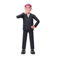 Pose de personaje de negocios 3d boca cubierta de mano png