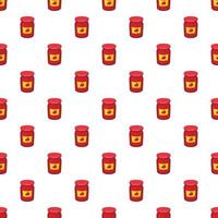 Jar of strawberry jam pattern, cartoon style vector