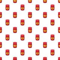 Jar of strawberry jam pattern, cartoon style vector