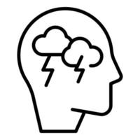 Mind thunderstorm icon outline vector. Mental brain vector