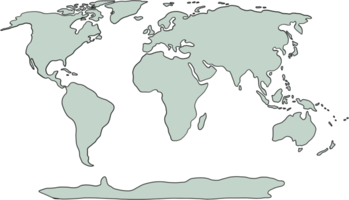 Doodle dessin à main levée de la carte du monde. png