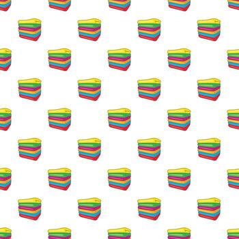 Stack of colored towels pattern, cartoon style vector