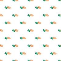 Hand with card pattern, cartoon style vector