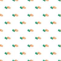 Hand with card pattern, cartoon style vector