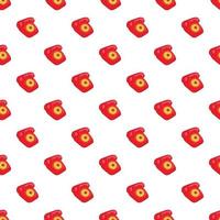 Red retro telephone pattern, cartoon style vector