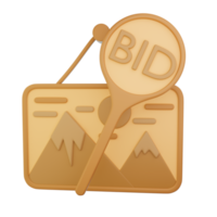 Oferta de placa de subasta con icono de imagen ilustración 3d png