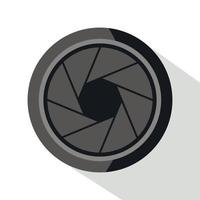 Photographic objective icon, flat style vector