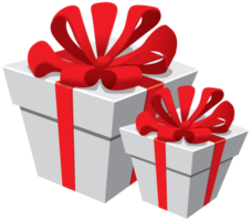 White Gift Boxes with Red Bow png