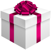 caja de regalo blanca con lazo rosa png